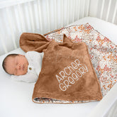 Lofaris Personalized Orange Grey Spotted Minky Baby Blanket